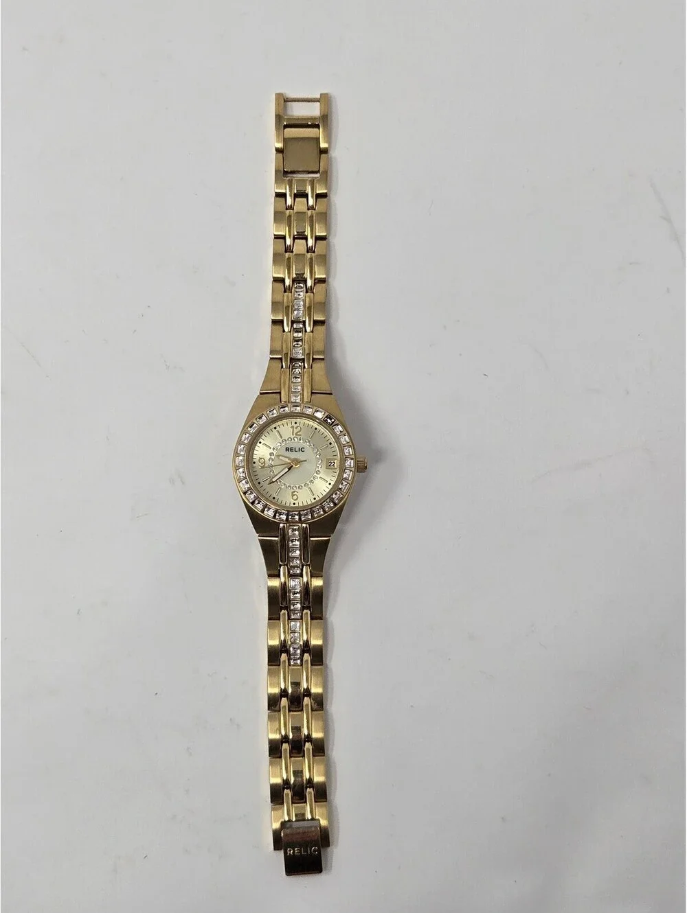 Relic by Fossil Queen's Court Gold-Tone Crystal Bezel Women's Watch with Date